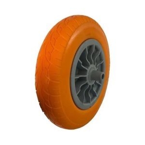 RUEDA PU SEMI NEUMATICA  PARA CARRETILLA CON TACO 350x80MM